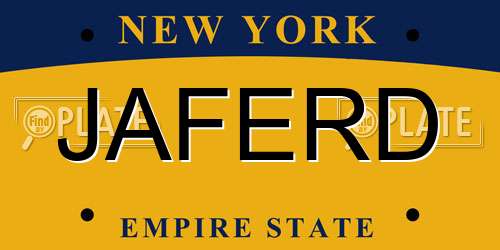 JAFERD New York License Plate