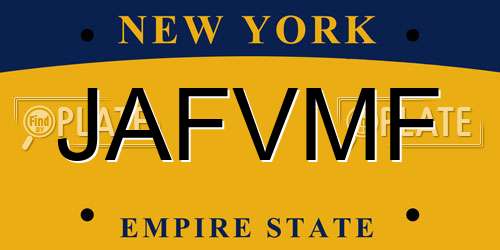 JAFVMF New York License Plate