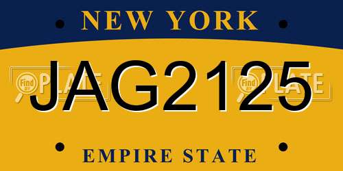JAG2125 New York License Plate