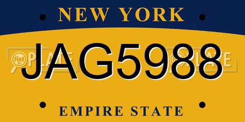 JAG5988 New York License Plate
