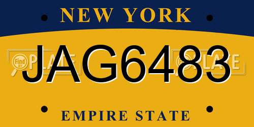 JAG6483 New York License Plate