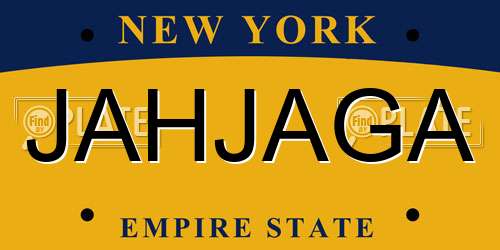 JAHJAGA New York License Plate