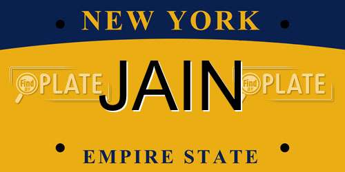 JAIN New York License Plate