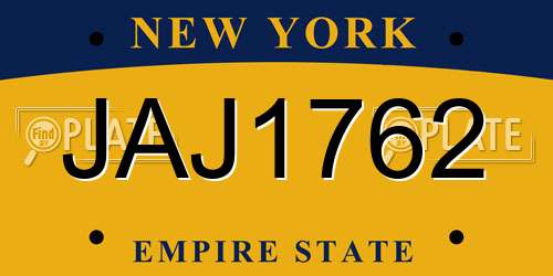 JAJ1762 New York License Plate