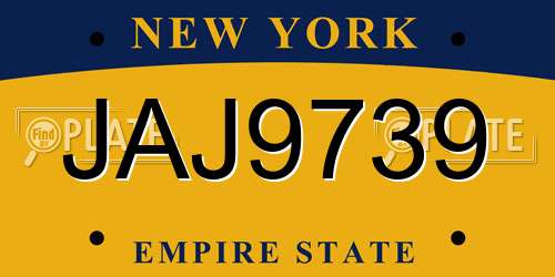 JAJ9739 New York License Plate