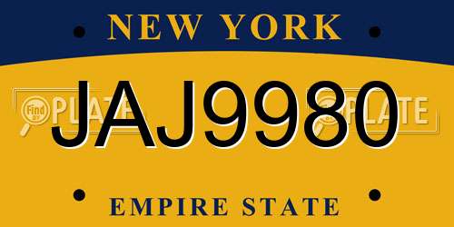 JAJ9980 New York License Plate