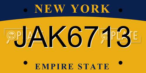 JAK6713 New York License Plate