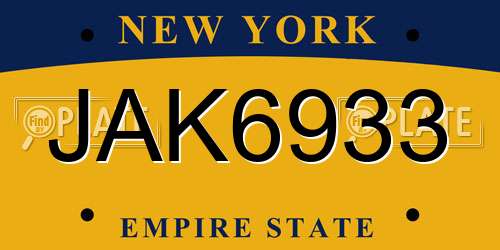JAK6933 New York License Plate