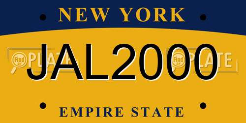 JAL2000 New York License Plate