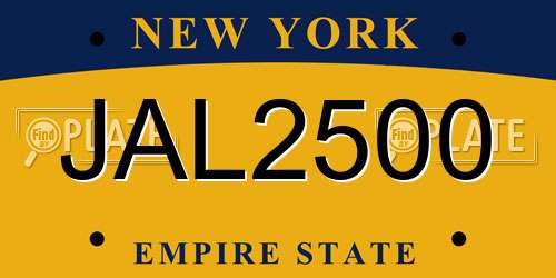 JAL2500 New York License Plate