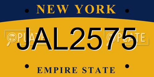 JAL2575 New York License Plate