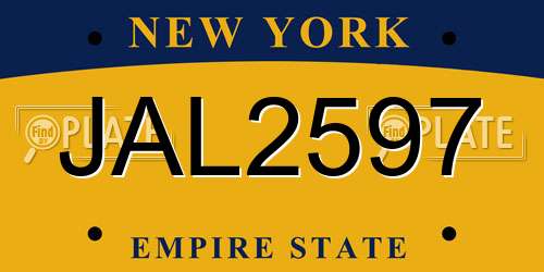 JAL2597 New York License Plate