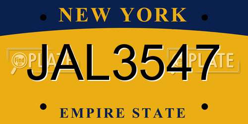 JAL3547 New York License Plate