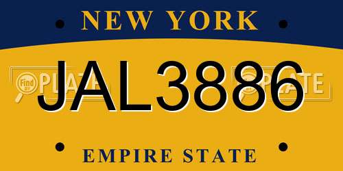 JAL3886 New York License Plate