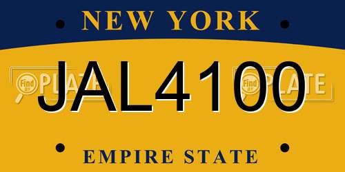 JAL4100 New York License Plate