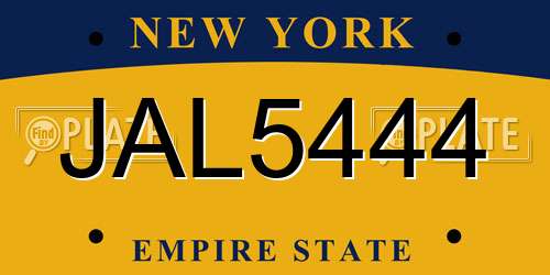 JAL5444 New York License Plate