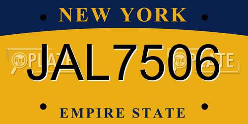 JAL7506 New York License Plate