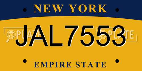 JAL7553 New York License Plate