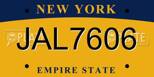 JAL7606 New York License Plate