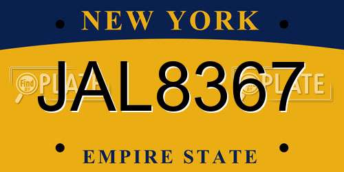 JAL8367 New York License Plate