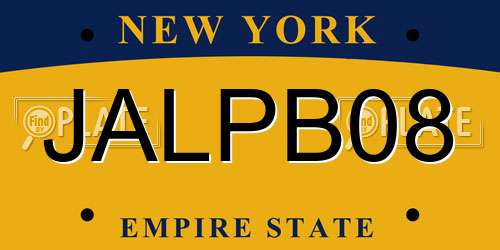 JALPB08 New York License Plate