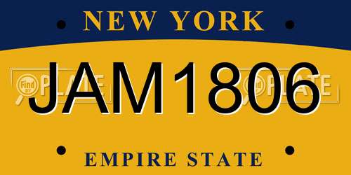 JAM1806 New York License Plate