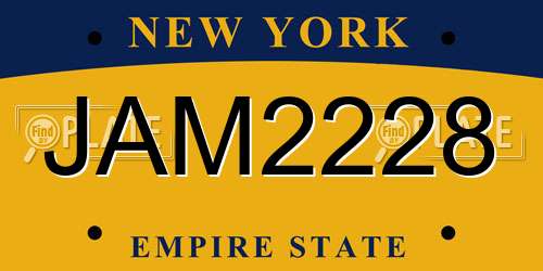 JAM2228 New York License Plate