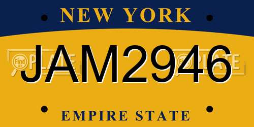 JAM2946 New York License Plate