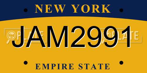 JAM2991 New York License Plate