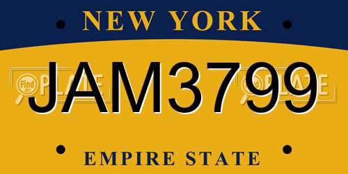 JAM3799 New York License Plate