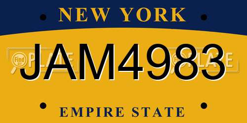 JAM4983 New York License Plate