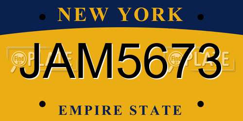 JAM5673 New York License Plate
