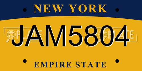 JAM5804 New York License Plate