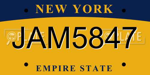 JAM5847 New York License Plate