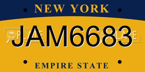 JAM6683 New York License Plate
