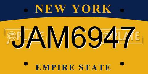 JAM6947 New York License Plate
