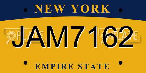 JAM7162 New York License Plate