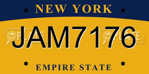 JAM7176 New York License Plate