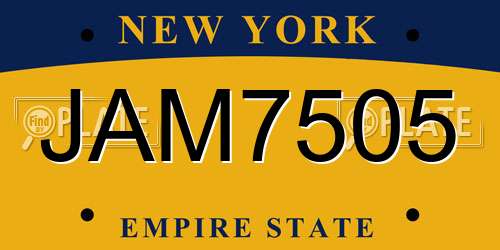 JAM7505 New York License Plate