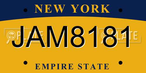 JAM8181 New York License Plate