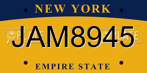 JAM8945 New York License Plate