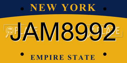 JAM8992 New York License Plate