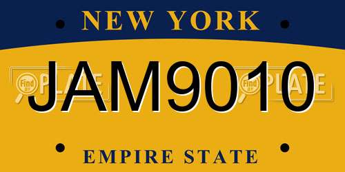 JAM9010 New York License Plate