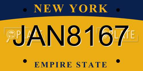 JAN8167 New York License Plate