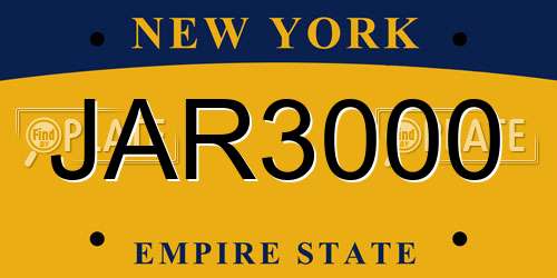 JAR3000 New York License Plate