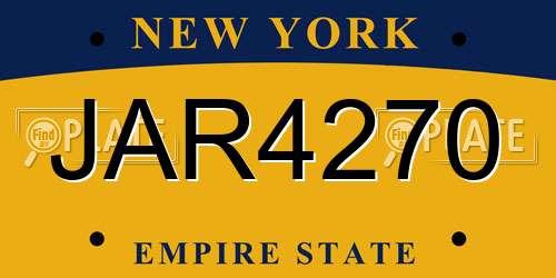 JAR4270 New York License Plate