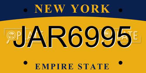 JAR6995 New York License Plate