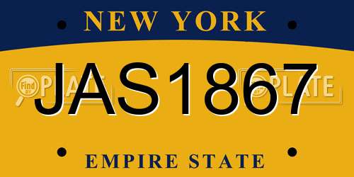 JAS1867 New York License Plate