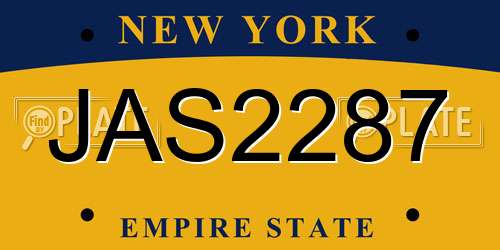 JAS2287 New York License Plate