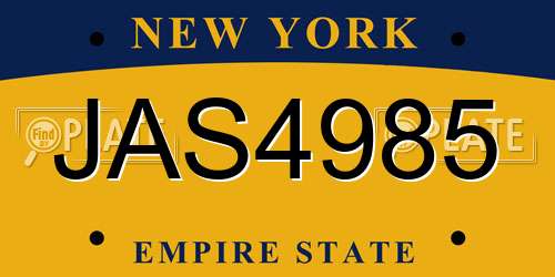 JAS4985 New York License Plate